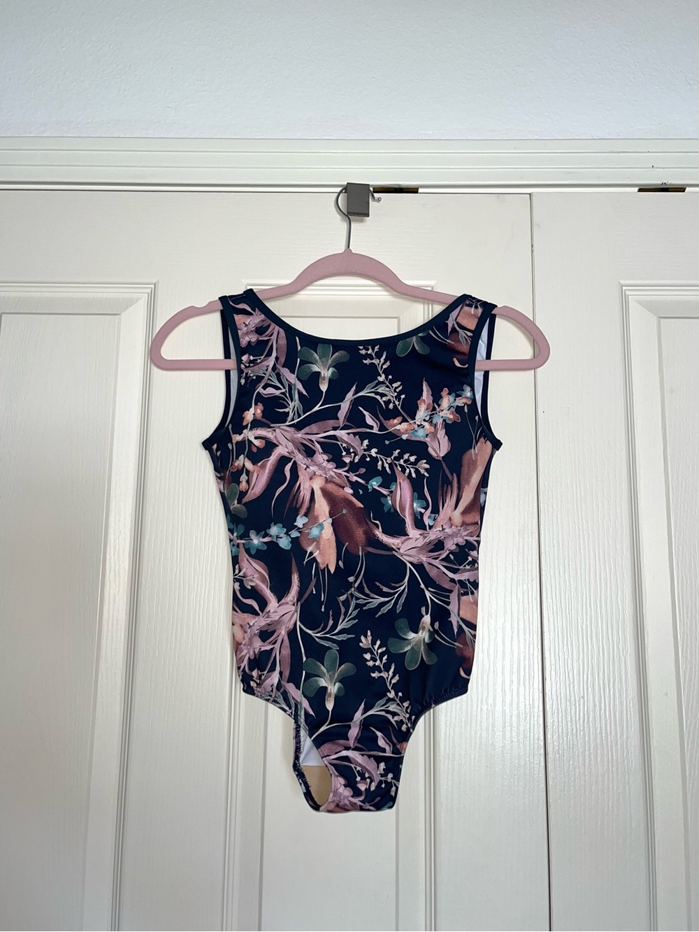 Eleve Dancewear Navy Floral Leotard with Pink and Green Accents
